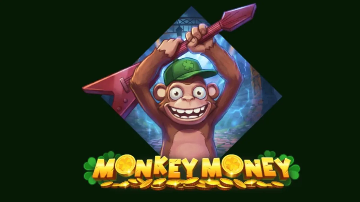 Tampilan antarmuka game Monkey Money dengan karakter monyet di ruang bawah tanah
